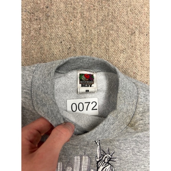 Vintage New York City Sweatshirt Mens Large Gray 1990s Embroidered NYC - Picture 7 of 10